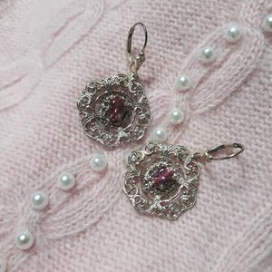 Sterling silver and pink Tourmaline earrings